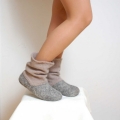 Women's Felted Wool Slipper Boots Grey Organic Wool Felt Boots | Save More