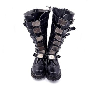 Men's Vintage Demonia Black Faux Leather Cyber Goth Knee Boots | Save More