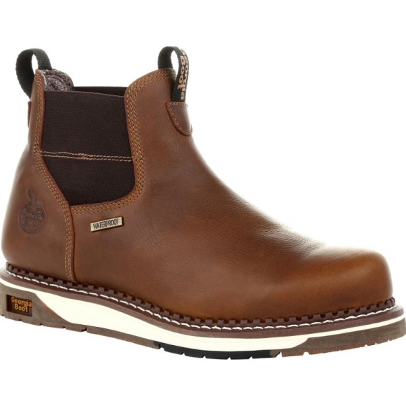 Georgia Boots | Men's Wedge Waterproof Chelsea Work-Brown