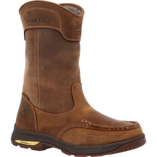 Georgia Boots | Men's Athens SuperLyte Alloy Toe Waterproof Wellington Pull-On-Brown