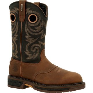 Georgia Boots | Men's Carbo-Tec LT Waterproof Pull-On Work-Black And Brown