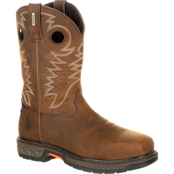 Georgia Boots | Men's Carbo-Tec LT Alloy Toe Waterproof Pull-On-Brown