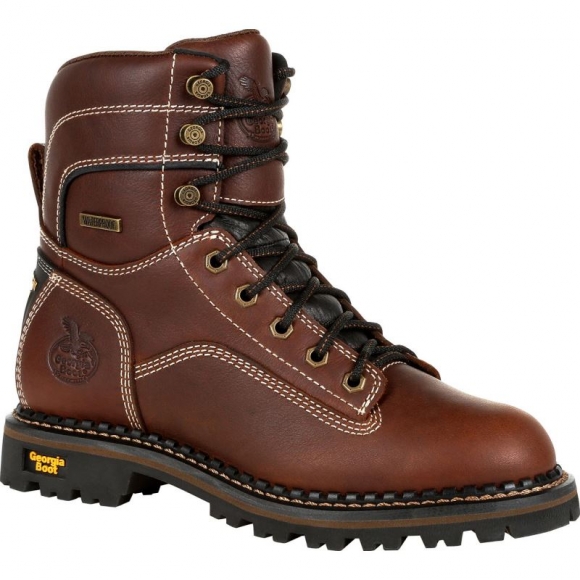 Georgia Boots | Women's AMP LT Logger Waterproof Low Heel Logger-Brown