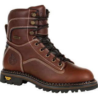 Georgia Boots | Women's AMP LT Logger Alloy Toe Waterproof Low Heel Logger-Brown