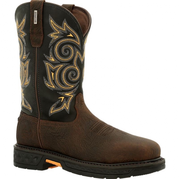 Georgia Boots | Men's Carbo-Tec LT Steel Toe Waterproof Pull-On Work-Brown And Navy