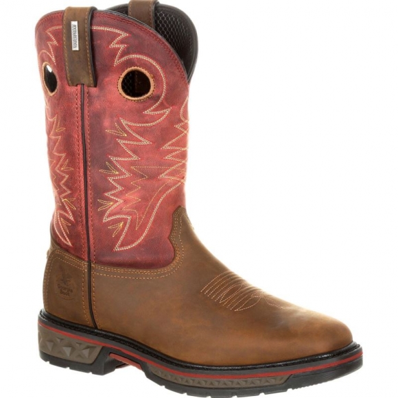 Georgia Boots | Men's Carbo-Tec Waterproof Pull-on-Brown And Red