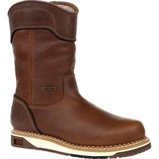 Georgia Boots | Men's AMP LT Wedge Waterproof Pull On Work-Brown