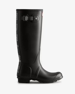 Hunter | Women's HUNTER Backstrap Tall Rain Boots-Black/White | New Outlet