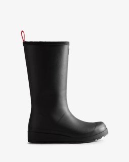 Hunter | Women's Play Vegan Shearling Insulated Tall Rain Boots-Black | New Outlet