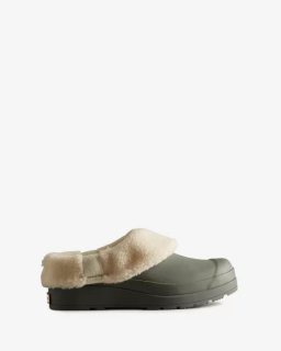 Hunter | Women's Play Vegan Shearling Insulated Clogs-Urban Grey | New Outlet