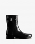 Hunter | Women's Refined Slim Fit Short Gloss Rain Boot-Black | New Outlet