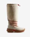 Hunter | Women's Wanderer Vegan Shearling Insulated Tall Snow Boots-White Willow/Gum | New Outlet