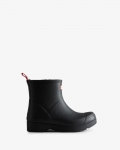 Hunter | Men's Play Vegan Shearling Insulated Short Rain Boots-Black | New Outlet