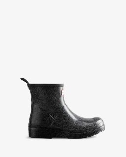 Hunter | Women's Play Short Starcloud Glitter Rain Boots-Black | New Outlet