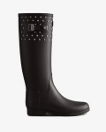 Hunter | Women's Refined Slim Fit Tall Stud Cuff Rain Boots-Black | New Outlet