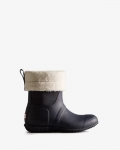 Hunter | Women's Insulated Roll Top Vegan Shearling Boots-Hunter Navy | New Outlet