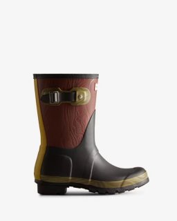 Hunter | Women's Erosion Texture Patchwork Short Rain Boots-Erosion Texture Patchwork | New Outlet