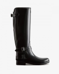 Hunter | Women's Refined Slim Fit Adjustable Tall Gloss Rain Boots-Black | New Outlet