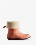 Hunter | Women's Insulated Roll Top Vegan Shearling Boots-Rough Pink/Muted Berry | New Outlet