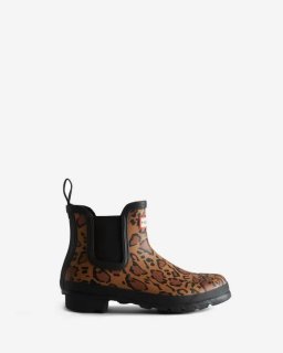 Hunter | Women's Leopard Print Chelsea Boots-Rich Tan/Saddle/Black | New Outlet