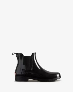 Hunter | Women's Refined Gloss Slim Fit Chelsea Boot-Black | New Outlet