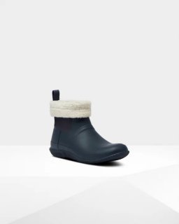 Hunter | Men's Insulated Roll Top Vegan Shearling Boots-Hunter Navy | New Outlet