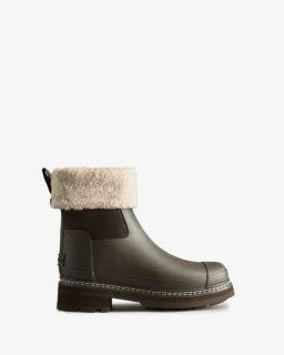 Hunter | Women's Refined Stitch Roll Top Vegan Shearling Boots-Bitter Chocolate | New Outlet