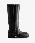 Hunter | Women's Balmoral Commando Rubber Zip Tall Rain Boots-Black | New Outlet