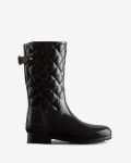 Hunter | Women's Refined Slim Fit Adjustable Quilted Short Rain Boots-Black | New Outlet