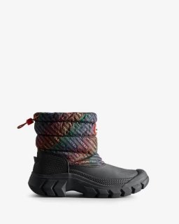 Hunter | Women's Intrepid Insulated Short Logo Print Snow Boots-Hunter Logo Rainbow Xray Navy | New Outlet