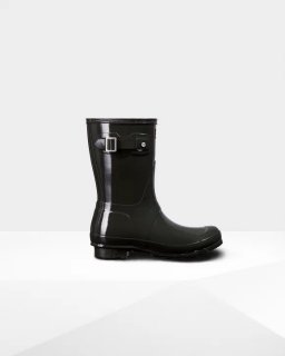 Hunter | Women's Original Short Gloss Rain Boots-Dark Olive | New Outlet