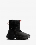 Hunter | Women's Wanderer Vegan Shearling Insulated Short Snow Boots-Black | New Outlet