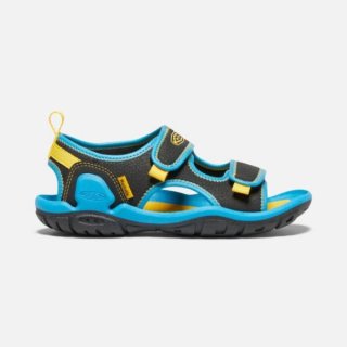 Keen | Online Outlet Big Kids' Knotch Creek Open-Toe Sandal-Black/Vivid Blue