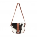 Lucchese | Women's Medium Cowprint Crossbody Bag - Tan/Brown/White | Special Offer