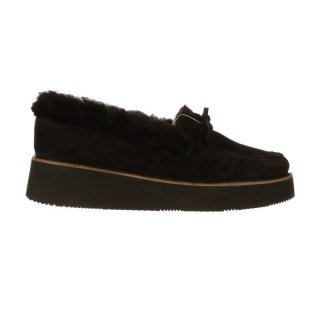 Lucchese | Women's Shearling Wedge Moccasin - Black | Special Offer