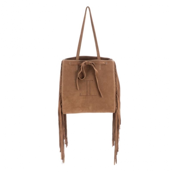 Lucchese | Women's Suede Fringe Tote Bag - Tan/Brown/White | Special Offer