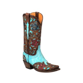 Lucchese | Women's Drea - Emerald Blue + Brown | Special Offer