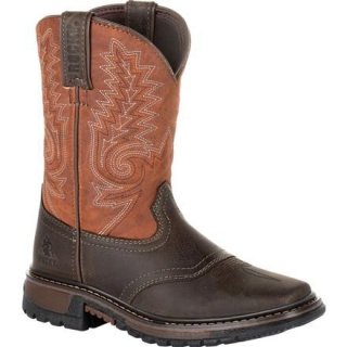 Rocky | Kids' Ride FLX Western Boot - Dk Chocolate And Burnt Orange