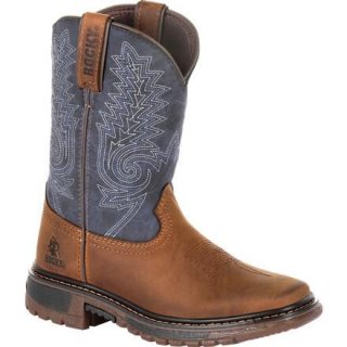 Rocky | Big Kids' Ride FLX Western Boot - Denim Brown