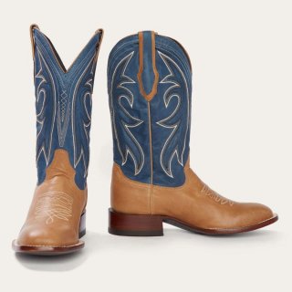 STETSON MEN'S CASPER TAN & BLUE MATTE COWBOY BOOT-Tan | ONLINE OUTLET