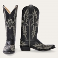 STETSON WOMEN'S TINA BLACK & WHITE FLAME EMBROIDERED COWBOY BOOT-Black | ONLINE OUTLET