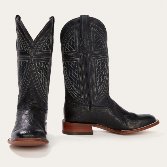 STETSON MEN'S BLACK FALLS ALLIGATOR COWBOY BOOT-Black | ONLINE OUTLET