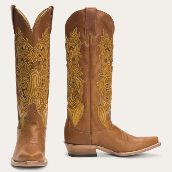 STETSON WOMEN'S JULES HAND TOOLED LEATHER BOOT-Brown | ONLINE OUTLET