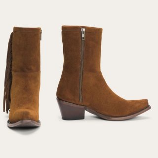 STETSON WOMEN'S HALLE SUEDE FRINGE SIDE ZIP BOOT-Brown | ONLINE OUTLET