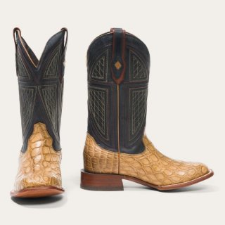 STETSON MEN'S FLAXVILLE HONEY ALLIGATOR VAMP BLUE 13"SHAFT-Tan | ONLINE OUTLET