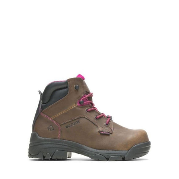 WOLVERINE | LATEST WOMEN'S MERLIN WATERPROOF COMPOSITE-TOE 6" WORK BOOT-Brown