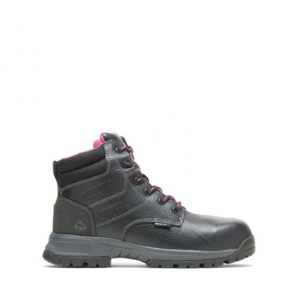 WOLVERINE | LATEST WOMEN'S PIPER WATERPROOF COMPOSITE-TOE 6" WORK BOOT-Black