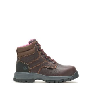 WOLVERINE | LATEST WOMEN'S PIPER WATERPROOF COMPOSITE-TOE 6" WORK BOOT-Brown