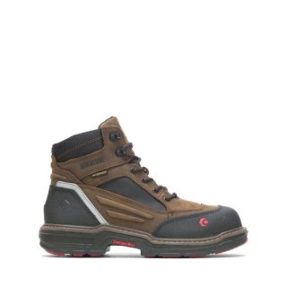 WOLVERINE | LATEST MEN'S OVERMAN WATERPROOF CARBONMAX 6" WORK BOOT-Brown/Black