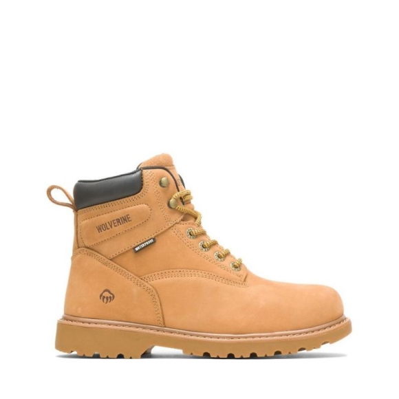 WOLVERINE | LATEST MEN'S FLOORHAND WATERPROOF STEEL-TOE 6" WORK BOOT-Wheat